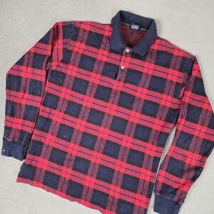 Vintage Polo Ralph Lauren Polo Shirt Mens  Large Red Plaid Long Sleeve 90s